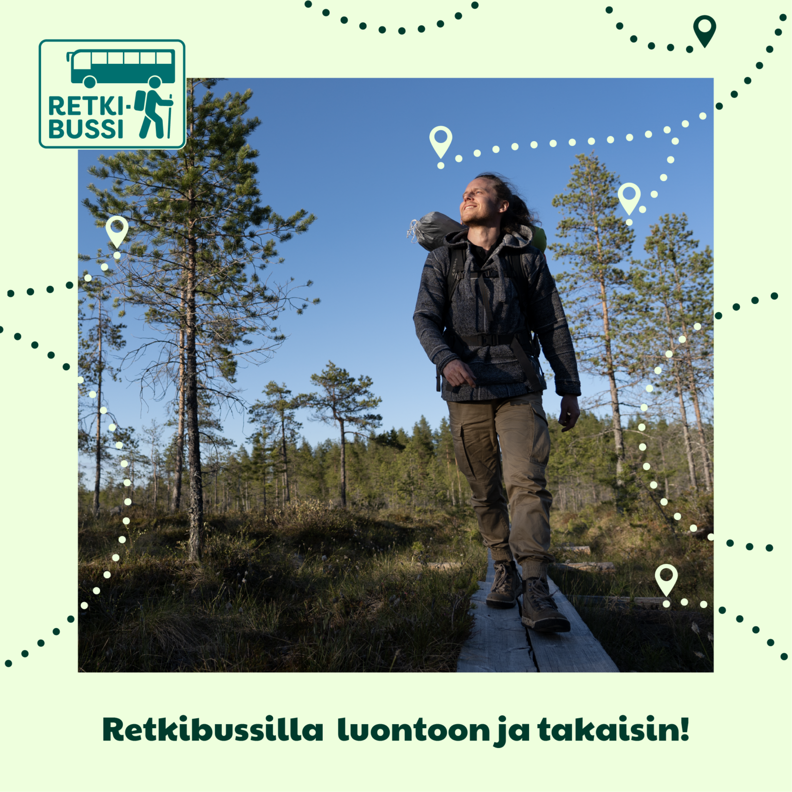 Retkeilijä maastossa