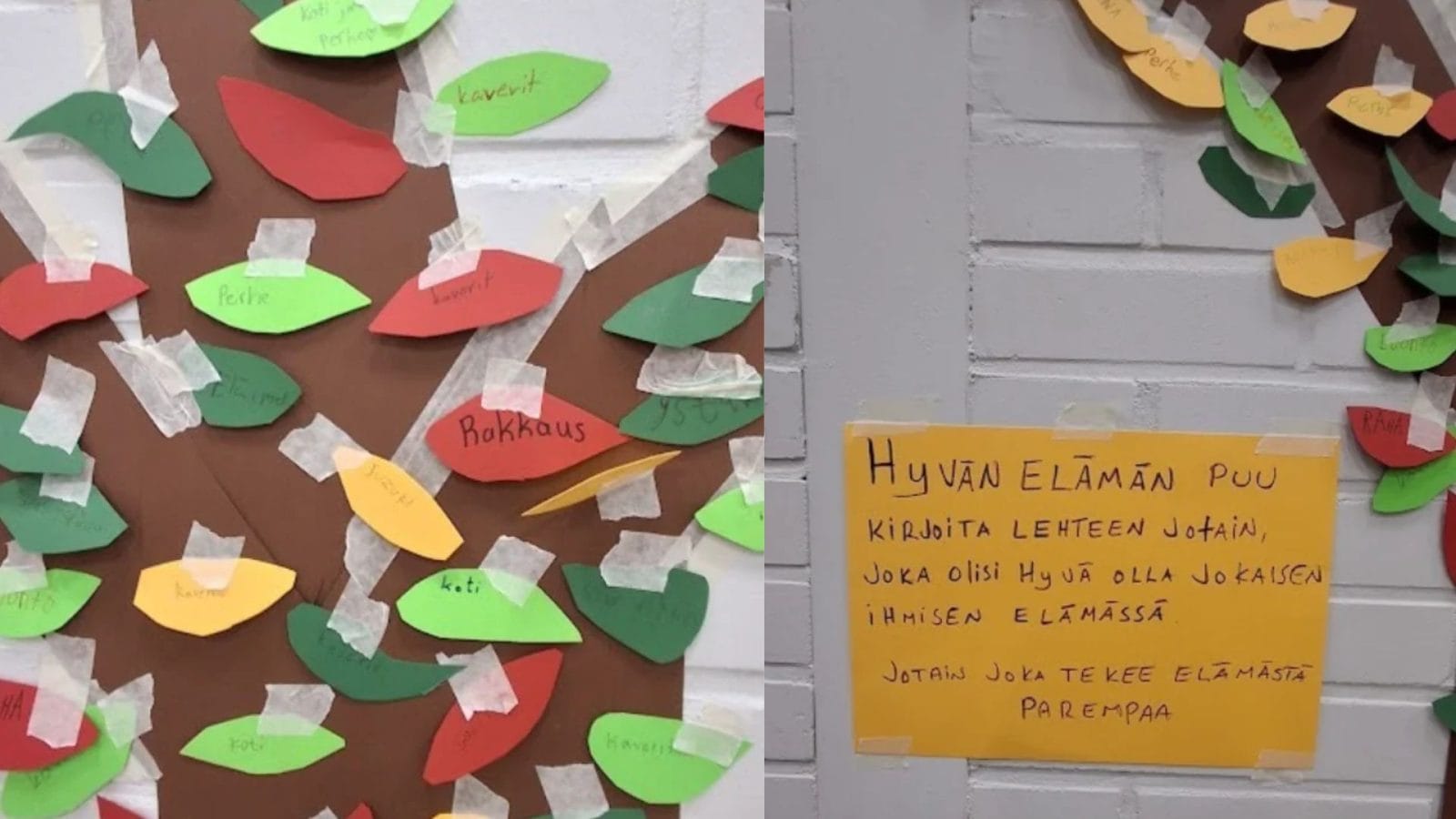 kuvassa koululaisten askartelutyö